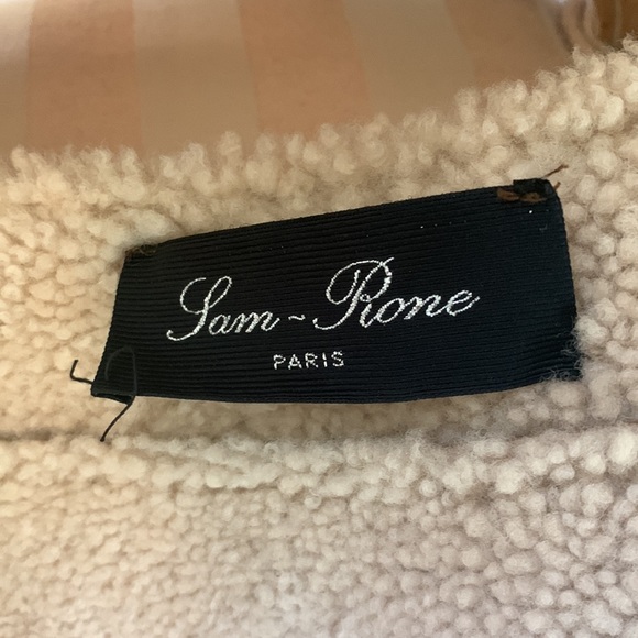 Designer Shearling Fur cropped jacket Sam Rone S 6 - Picture 9 of 10